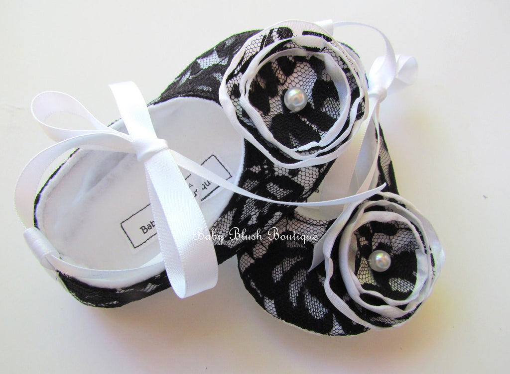 Black Lace Baby Shoes White Vintage Infant Ballerina Slippers Elegant Baby Girl Dress Shoes Photo Outfit Baby Shower Gift Boutique Shoes