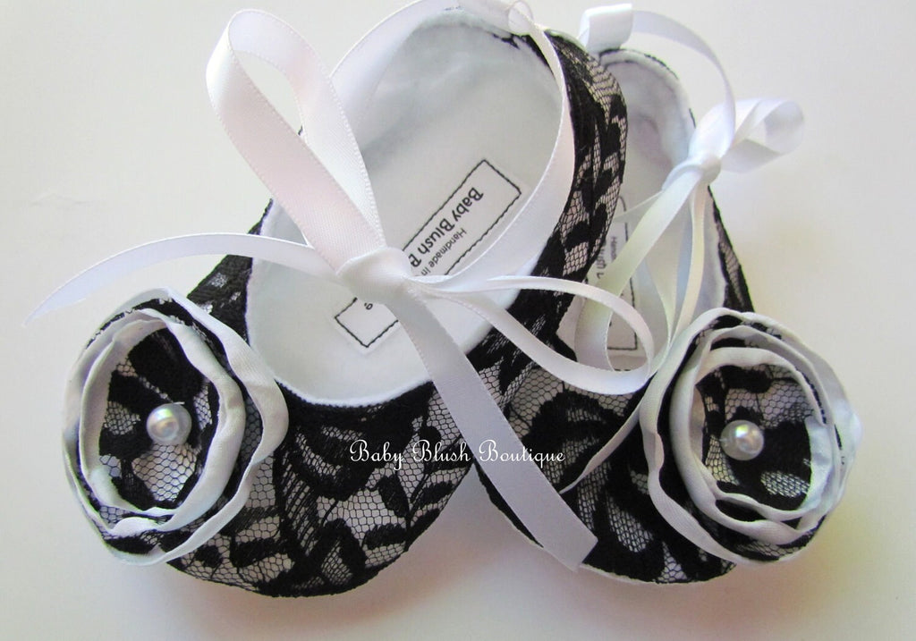 Black Lace Baby Shoes White Vintage Infant Ballerina Slippers Elegant Baby Girl Dress Shoes Photo Outfit Baby Shower Gift Boutique Shoes