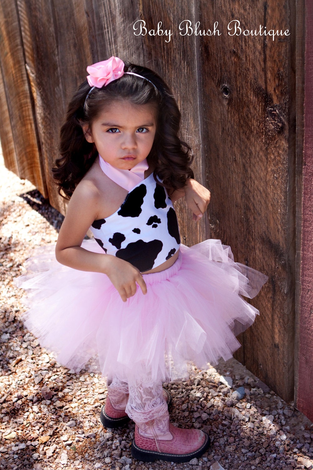 Pink Cow Tutu Baby Outfit Set Infant Girl Tutu Skirt Farm Animal Costume First Birthday Photo Outfit Baby Shower Gift Pink Boutique Set