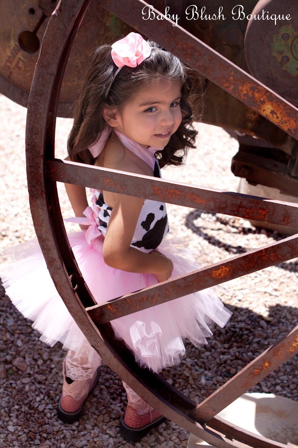 Pink Cow Tutu Baby Outfit Set Infant Girl Tutu Skirt Farm Animal Costume First Birthday Photo Outfit Baby Shower Gift Pink Boutique Set