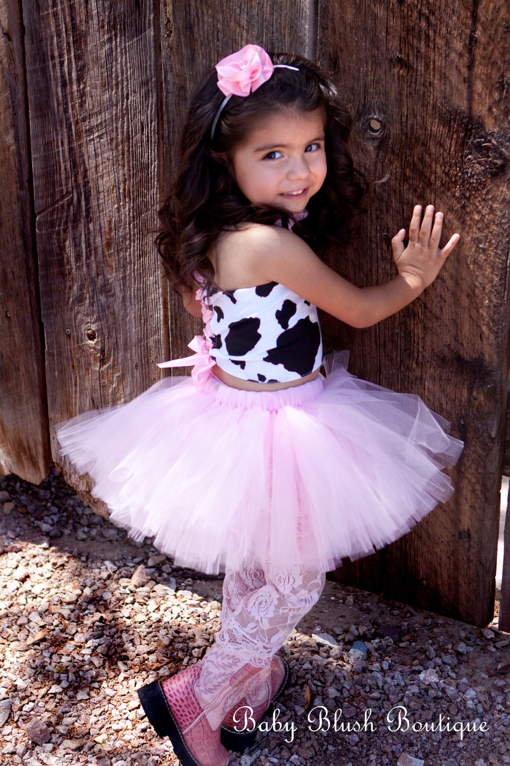 Pink Cow Tutu Baby Outfit Set Infant Girl Tutu Skirt Farm Animal Costume First Birthday Photo Outfit Baby Shower Gift Pink Boutique Set