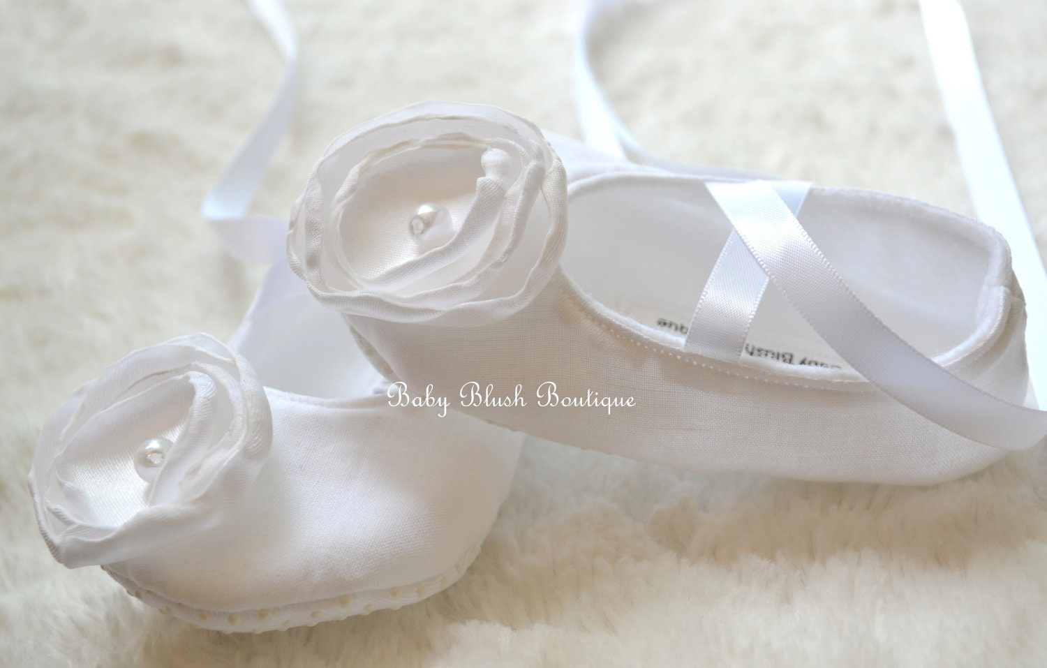 White Cotton Baby Shoes Soft Infant Ballerina Slippers Newborn Coming Home Shoes Baptism Baby Outfit Baby Shower Gift Neutral Shoes