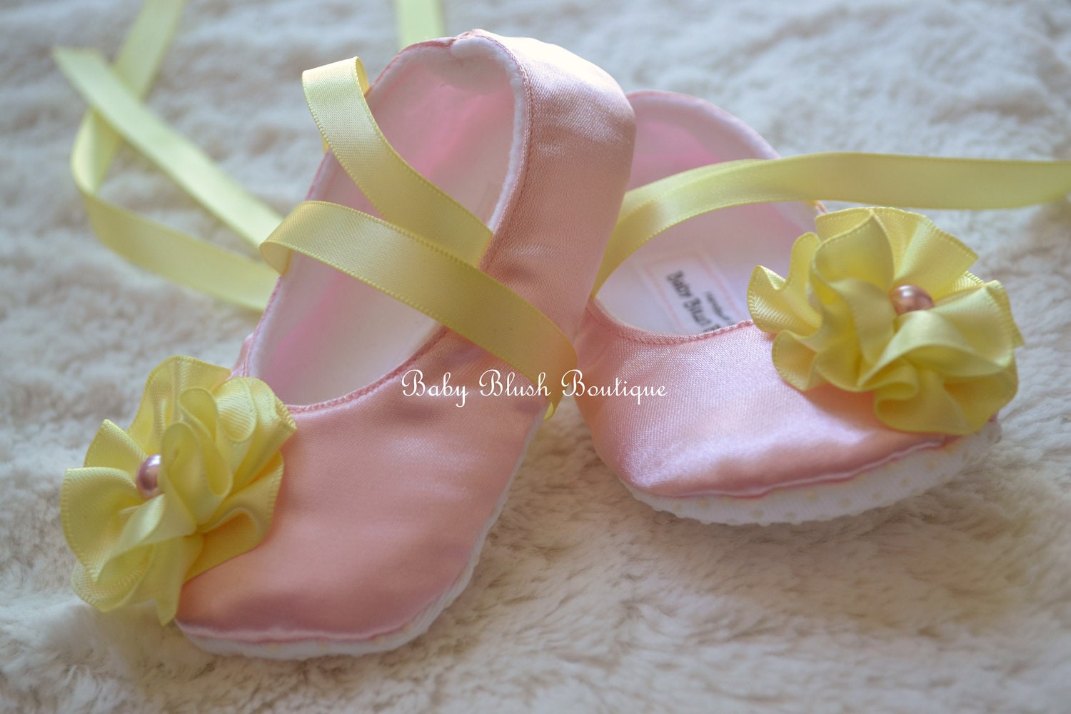 Baby Pink Satin Baby Shoes Infant Ballerina Slippers Soft Baby Girl Dress Shoes Newborn Coming Home Outfit Baby Shower Gift