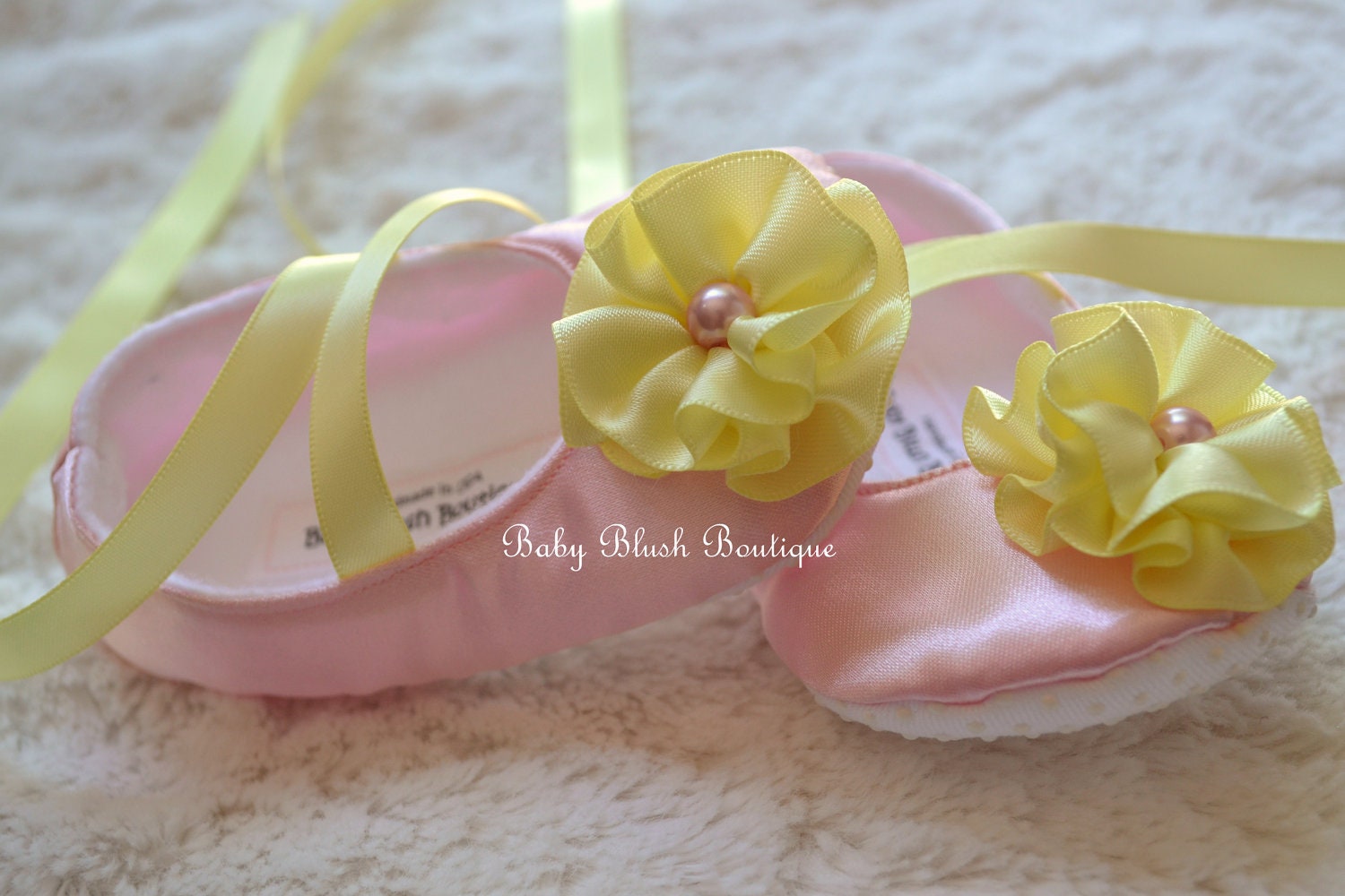 Baby Pink Satin Baby Shoes Infant Ballerina Slippers Soft Baby Girl Dress Shoes Newborn Coming Home Outfit Baby Shower Gift