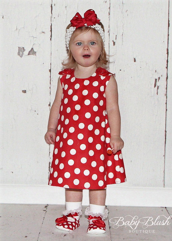 Red with White Dots Baby Shoes Baby Ballerina Slipper
