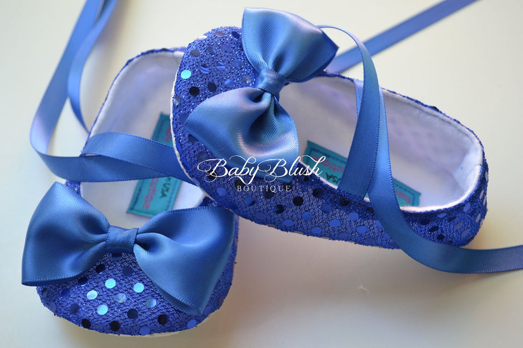 Royal Blue Sequin Baby Shoes Infant Ballerina Slippers Sparkle Baby Boy Girl Dress Shoes Birthday Outfit Baby Shower Gift Boutique Shoes