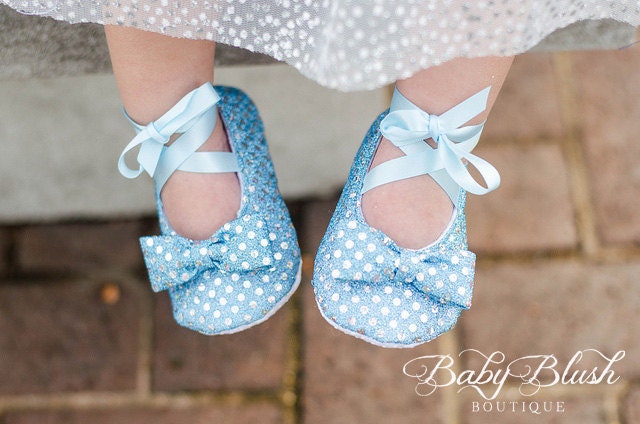 Light Blue Sequin Baby Shoes Infant Ballerina Slippers Sparkle Baby Boy Girl Dress Shoes Newborn Photo Baby Shower Gift Boutique Shoes