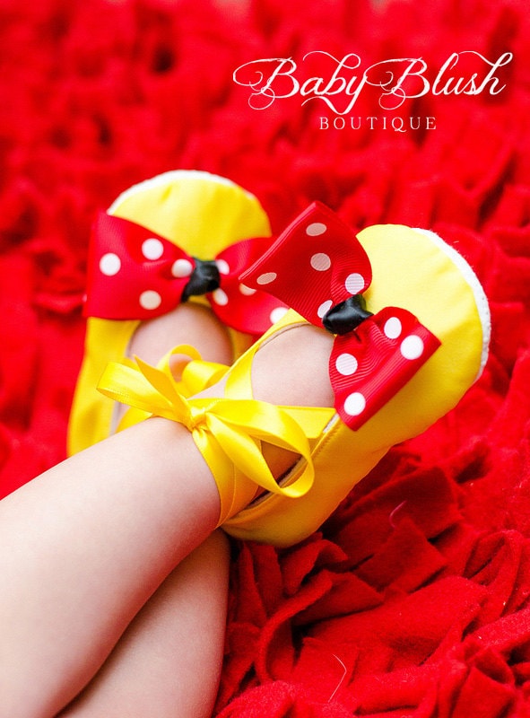Yellow Satin Baby Shoes Infant Ballerina Slippers Bright Baby Girl Outfit First Birthday Shoes Baby Shower Gift Boutique Shoes