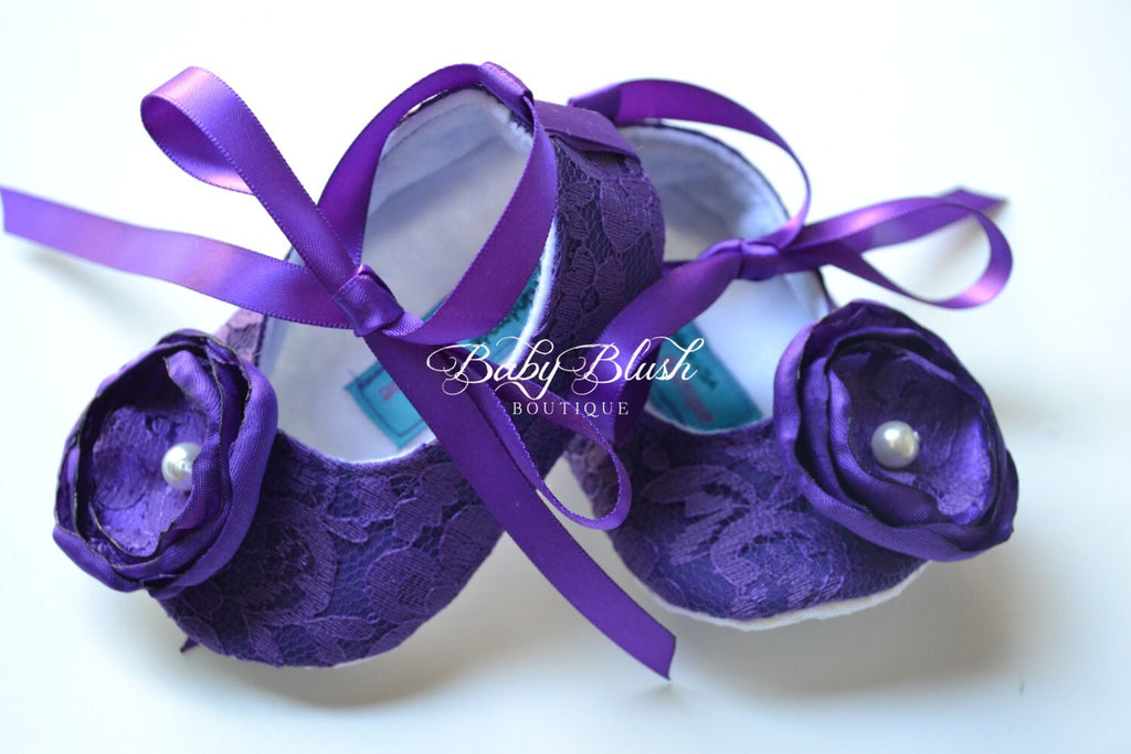 Purple Lace Baby Shoes Vintage Infant Ballerina Slippers Baby Girl Dress Shoes Photo Outfit Baby Shower Gift Boutique Shoes