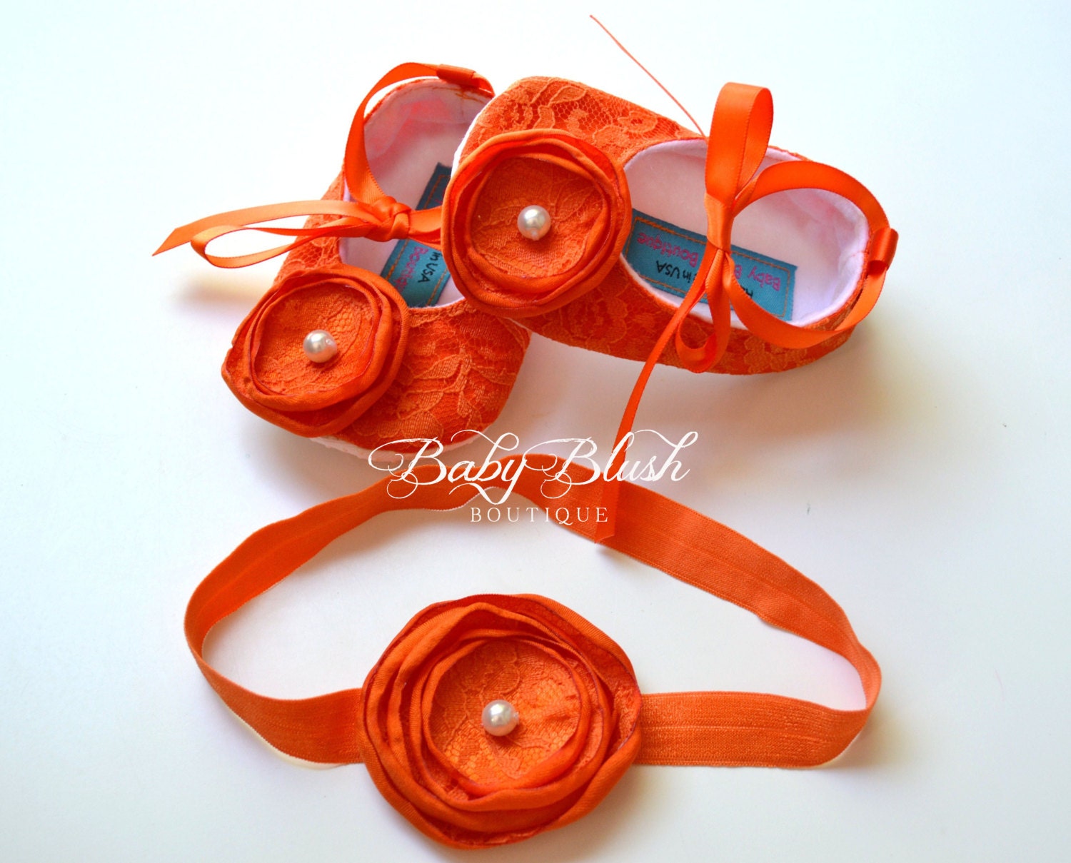 Orange Baby Shoes Lace Infant Ballerina Slippers Bright Baby Girl Shoes Fall Baby Outfit Newborn Photo Outfit Baby Shower Gift