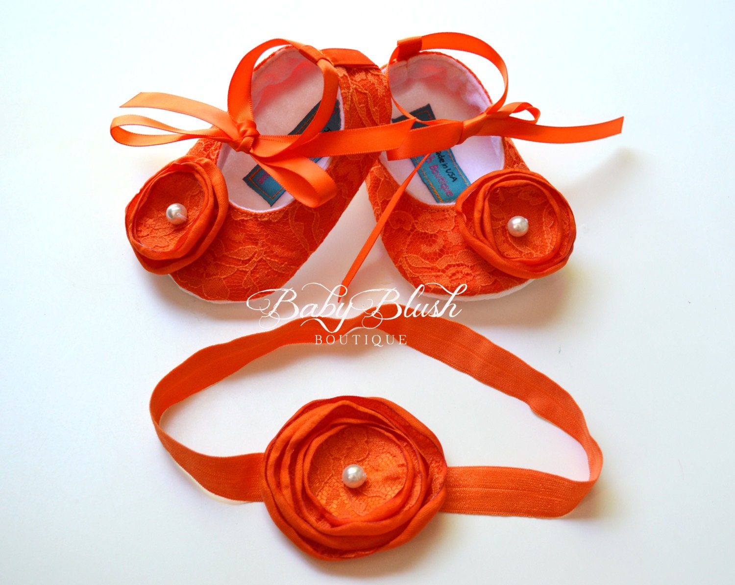 Orange Baby Shoes Lace Infant Ballerina Slippers Bright Baby Girl Shoes Fall Baby Outfit Newborn Photo Outfit Baby Shower Gift
