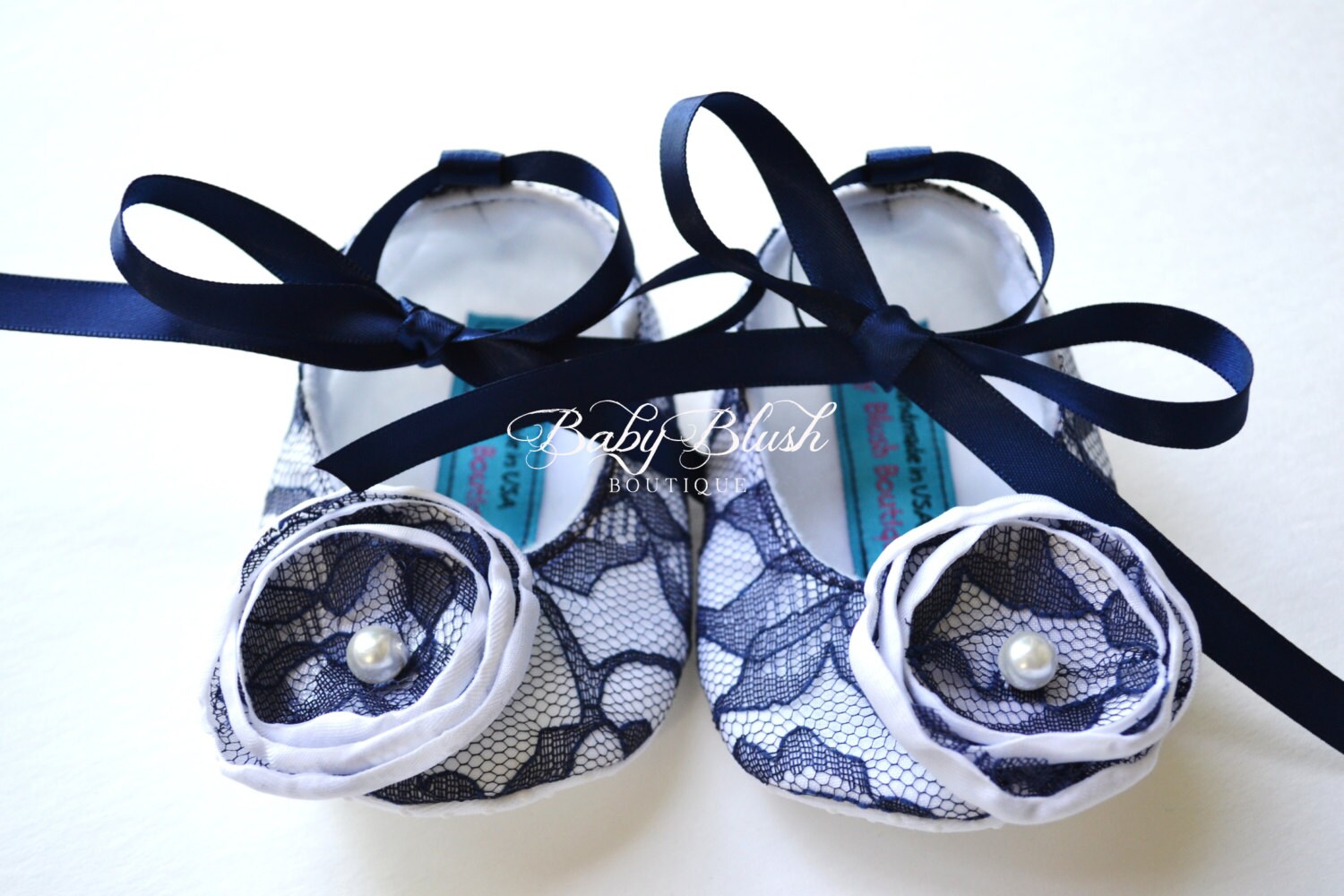 Navy Lace Baby Ballerina Shoes: Vintage Infant Dress Slippers, Photo Outfit