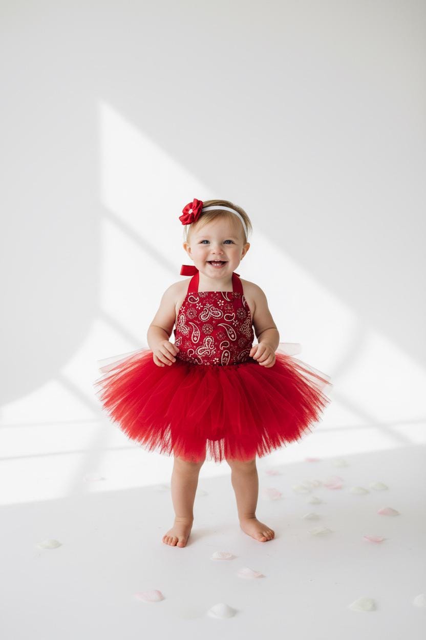 Red Bandana Baby Tutu Outfit Cowgirl Baby Girl Outfit First Birthday Western Baby Outfit Cake Smash Outfit Baby Shower Gift