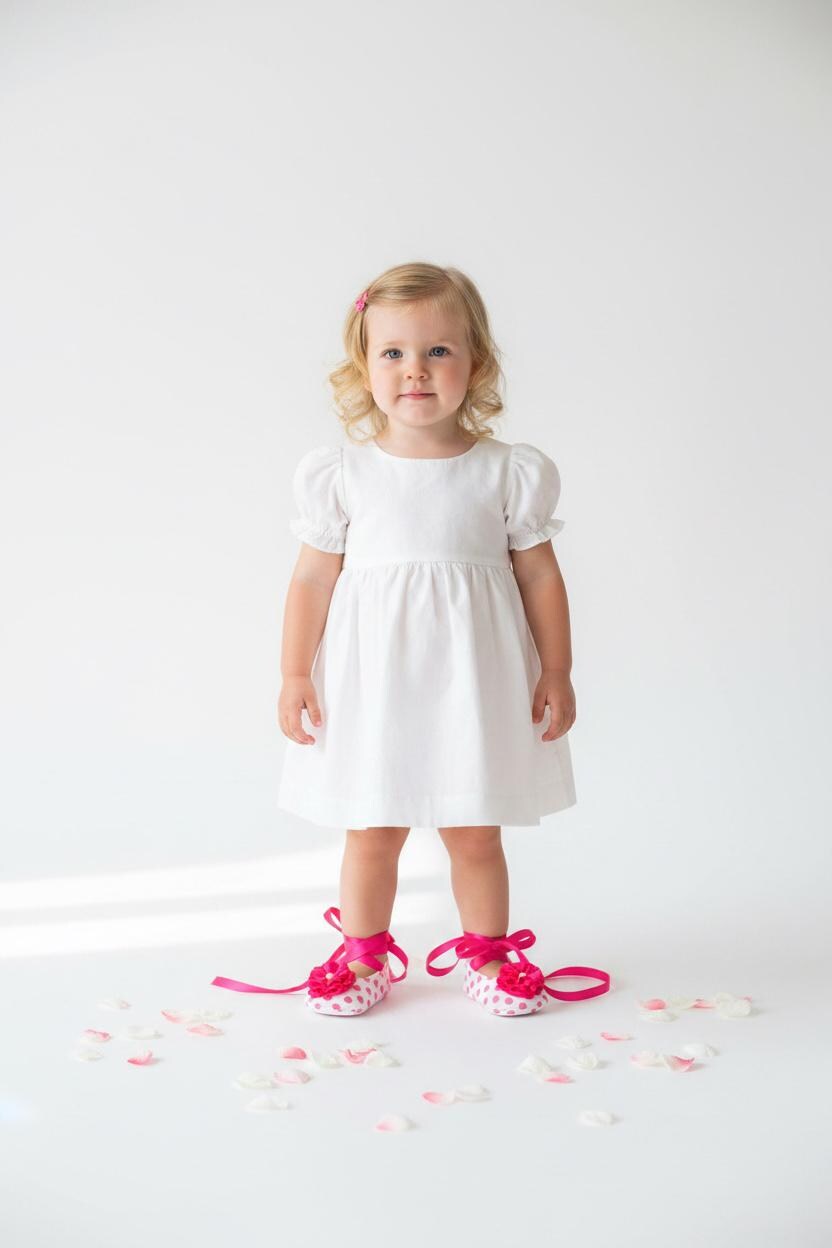 Hot Pink Polka Dot Baby Shoes Infant Girl Ballerina Slippers Bright Baby Outfit First Birthday Shoes Baby Shower Gift Boutique Shoes