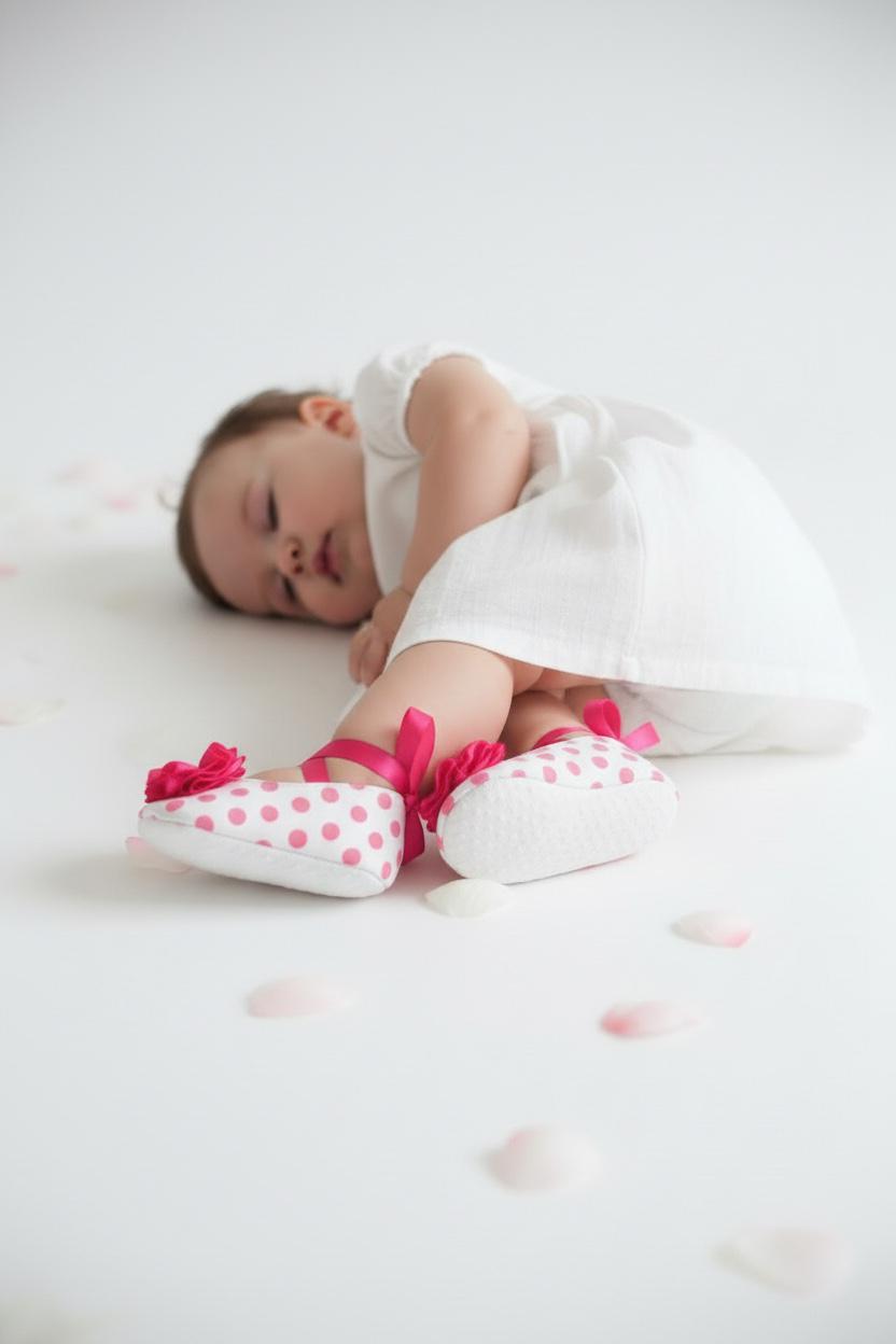 Hot Pink Polka Dot Baby Shoes Infant Girl Ballerina Slippers Bright Baby Outfit First Birthday Shoes Baby Shower Gift Boutique Shoes