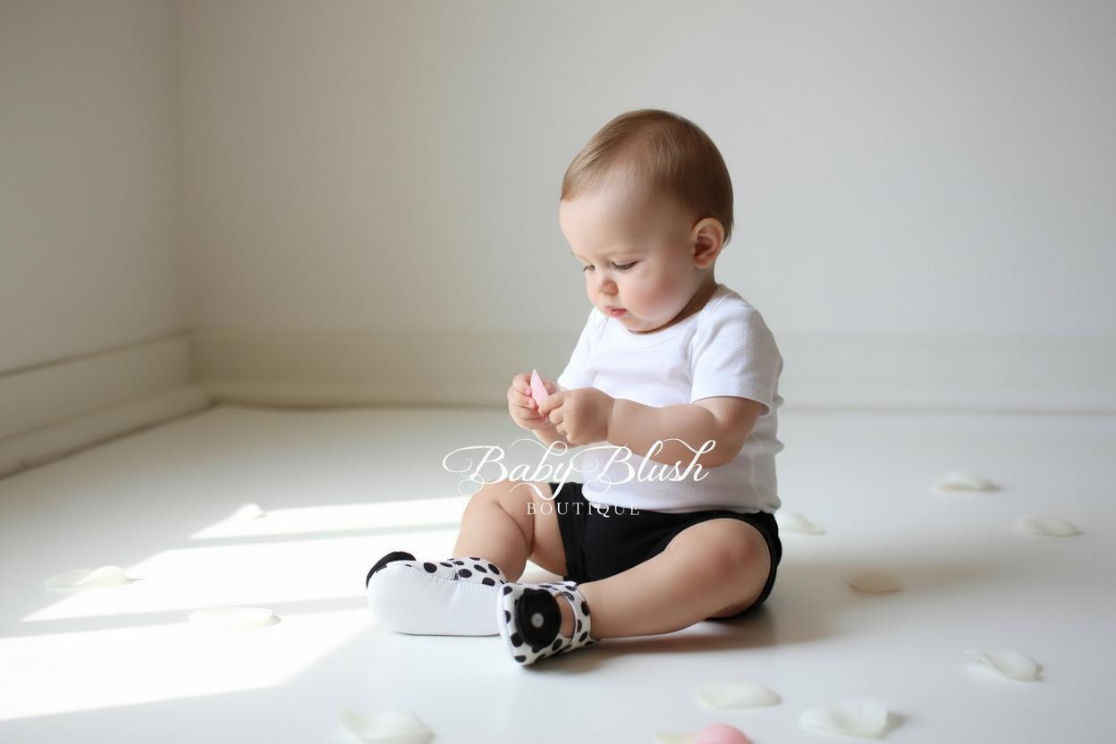 Black White Polka Dot Baby Shoes Infant Girl Ballerina Slippers Classic Baby Shoes Photo Outfit Baby Shower Gift Soft Boutique Shoes