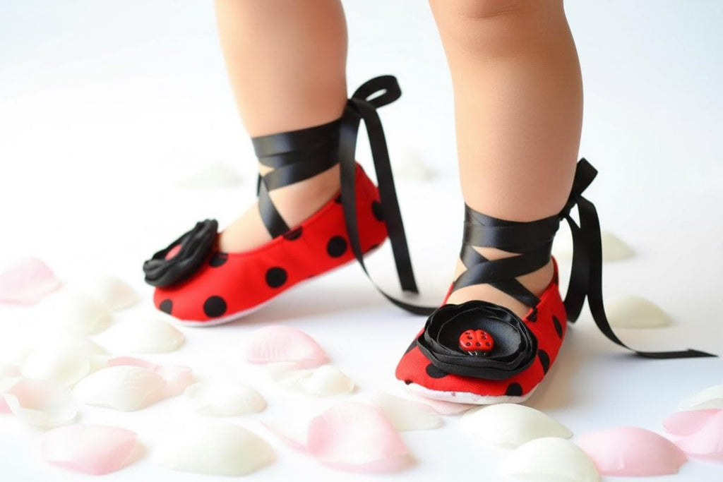 Ladybug Baby Shoes Red Black Polka Dot Infant Girl Ballerina Slippers Bug Theme Baby Outfit First Birthday Shoes Baby Shower Gift