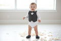 Dark Grey Baby Vest Bow Tie Outfit  Formal Infant Suit for Photos, Birthdays