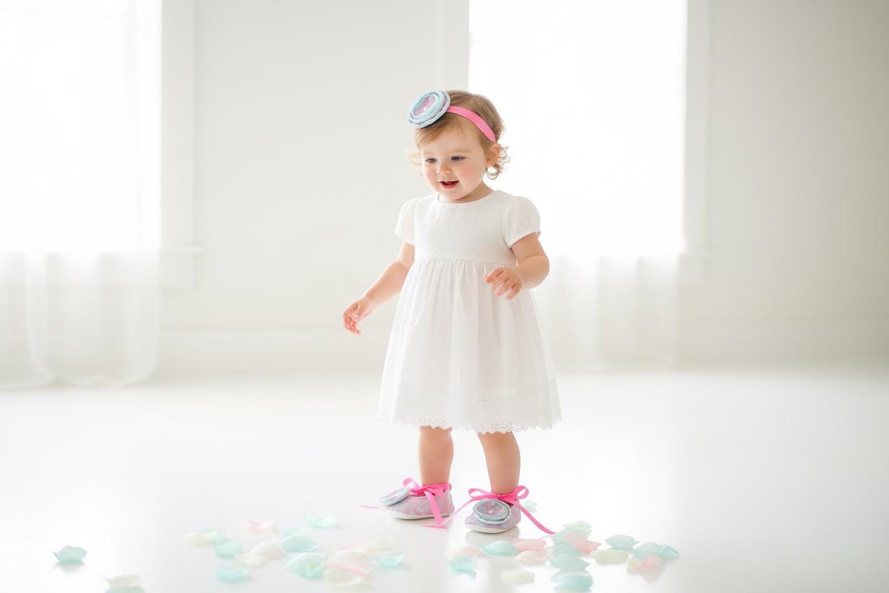 Aqua Baby Shoes Pink Lace Infant Ballerina Slippers Bright Baby Girl Dress Shoes Newborn Photo Outfit Baby Shower Gift Boutique Shoes