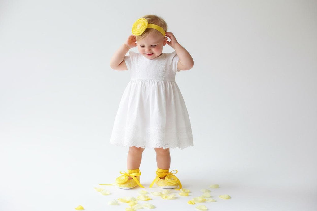 Yellow Lace Ballerina Baby Slippers  Newborn Spring Outfit, Photo Prop