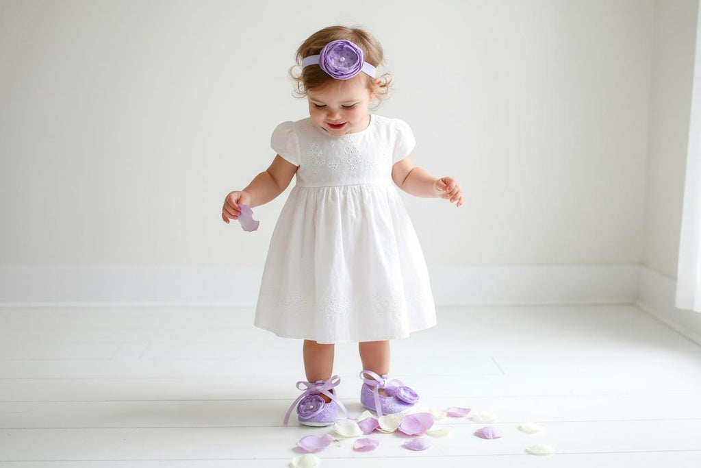 Lilac Baby Shoes Lace Infant Ballerina Slippers Purple Baby Girl Shoes Newborn Photo Outfit Baby Shower Gift Soft Boutique Shoes