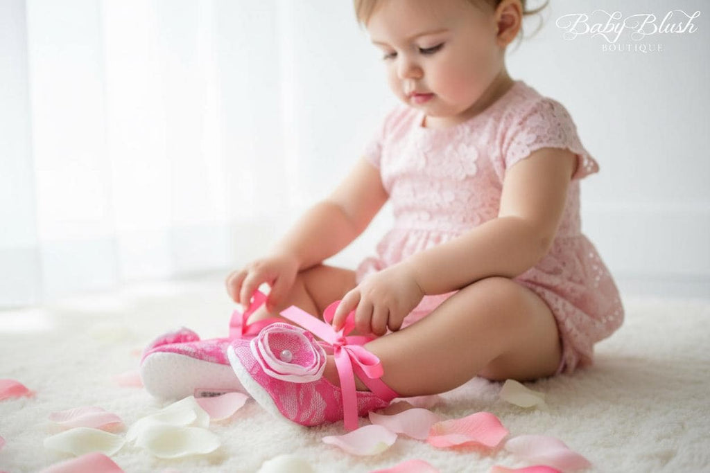 Hot Pink Lace Baby Shoes White Vintage Infant Ballerina Slippers Baby Girl Dress Shoes Birthday Outfit Baby Shower Gift Boutique Shoes