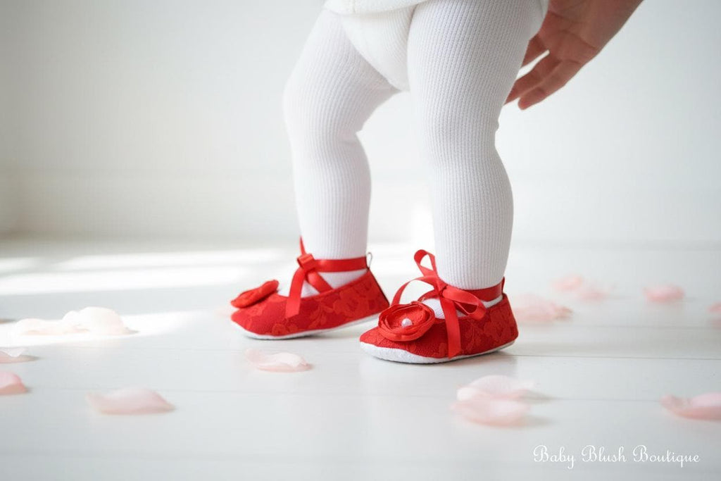 Red Lace Baby Shoes Vintage Infant Ballerina Slippers Baby Girl Dress Shoes Holiday Outfit Baby Shower Gift Boutique Shoes