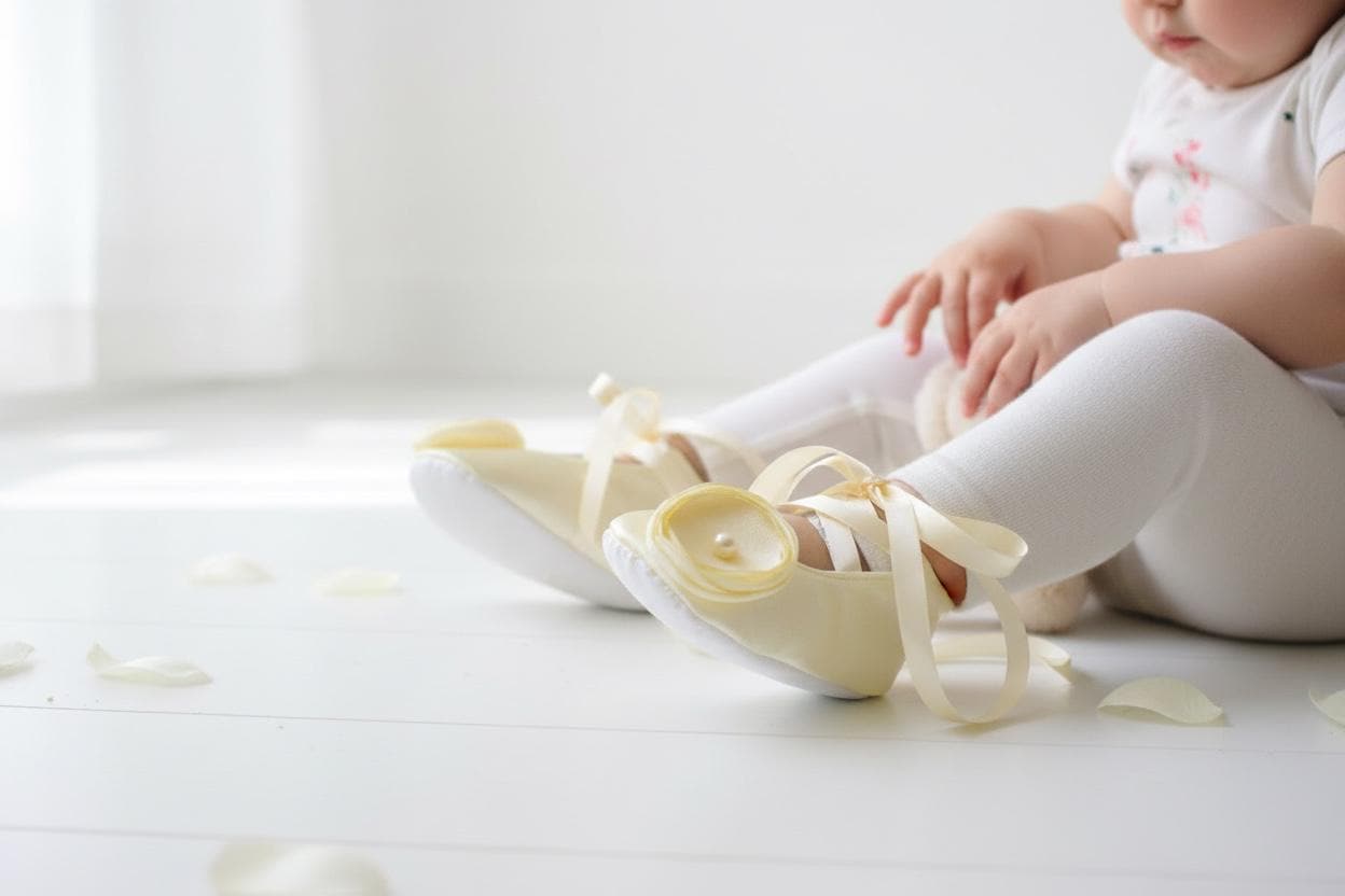 Ivory Satin Baby Shoes Soft Infant Ballerina Slippers Elegant Baby Girl Dress Shoes Christening Outfit Baby Shower Gift Boutique Shoes