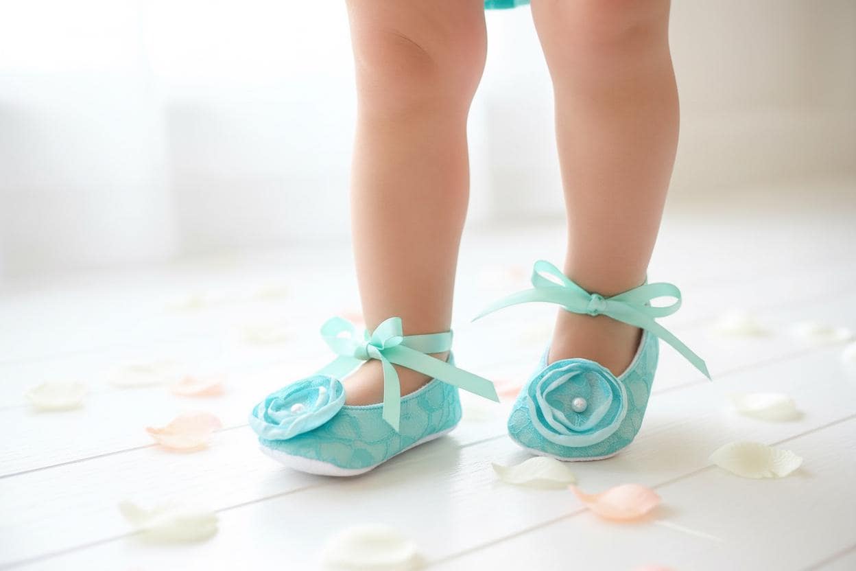 Aqua Lace Ballerina Baby Shoes: Soft Infant Slippers, Photo Outfit, Baby Shower Boutique Style