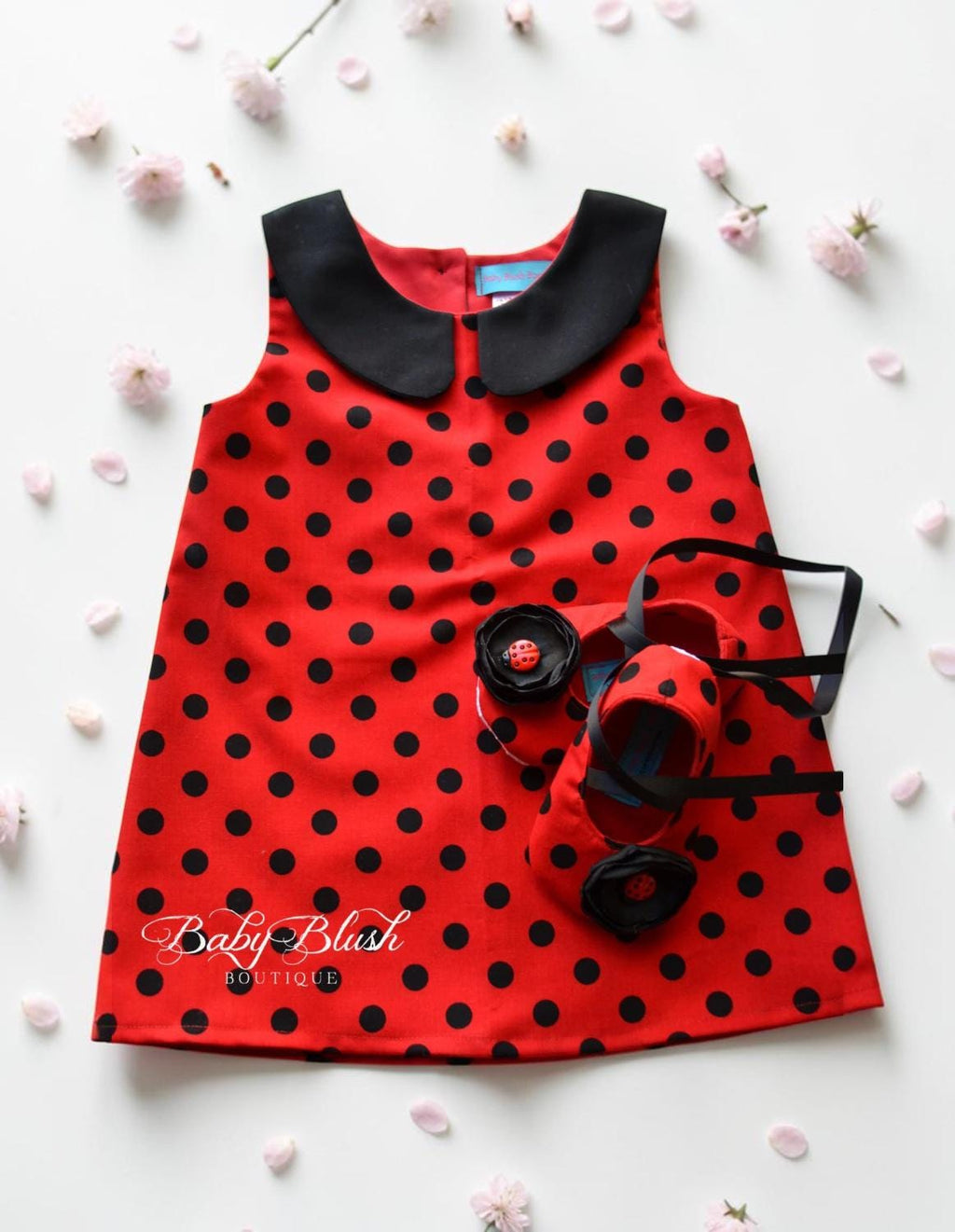 Ladybug Baby Dress Red Black Polka Dot Toddler Outfit First Birthday Outfit Girl Baby Costume Ladybug Theme Baby Shower Gift