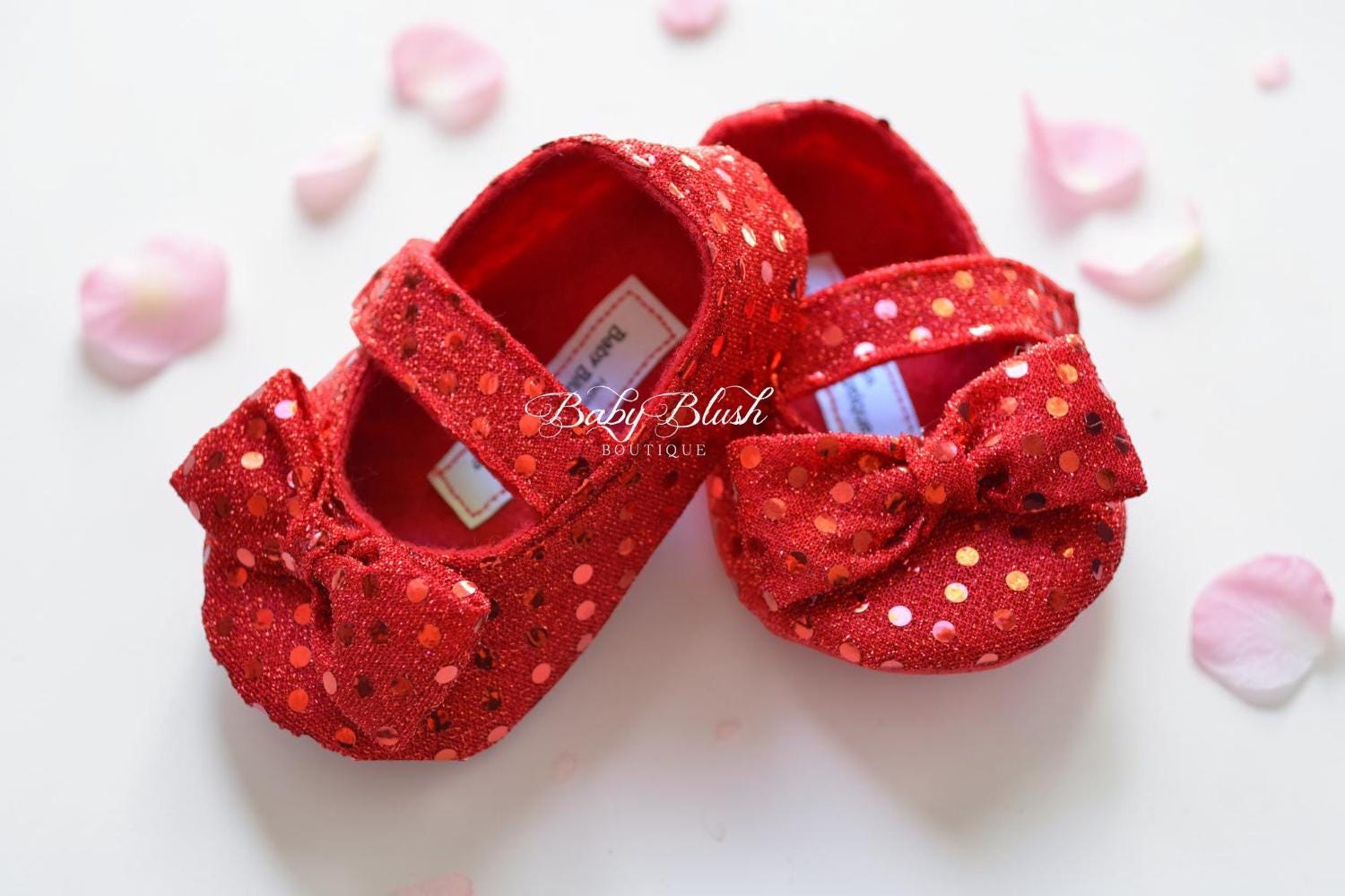 Baby Girl Ruby Slippers Soft Infant Shoes  Red Bow Toddler Ballet Flats Dress Shoes Holiday Christmas Baby Gift Boutique Shoes