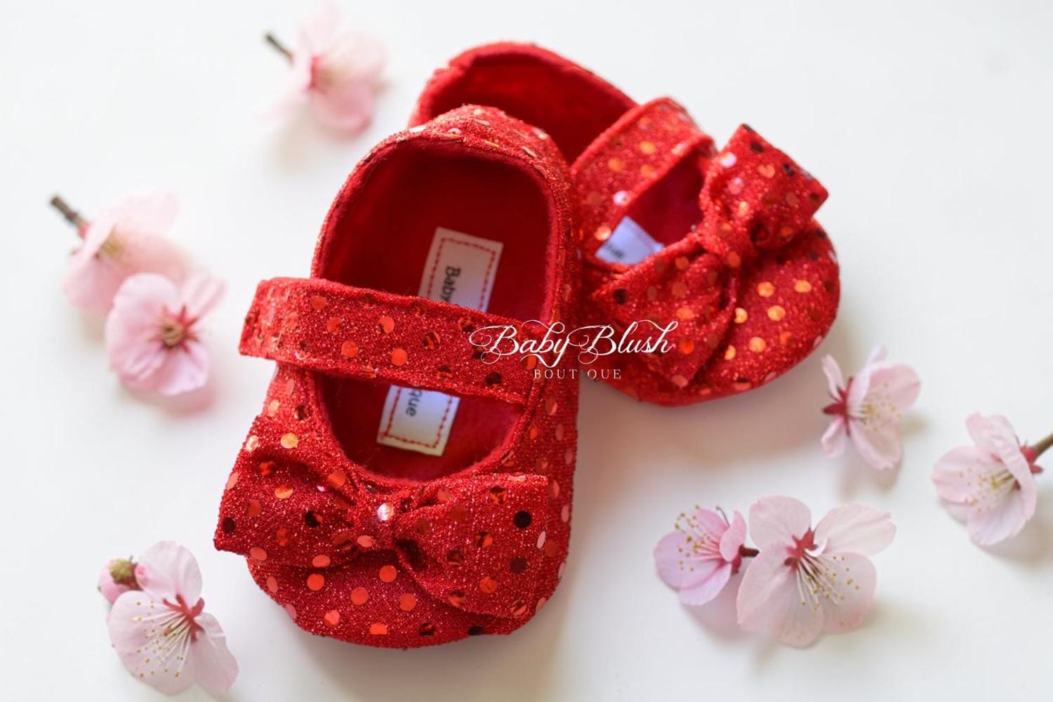 Baby Girl Ruby Slippers Soft Infant Shoes  Red Bow Toddler Ballet Flats Dress Shoes Holiday Christmas Baby Gift Boutique Shoes