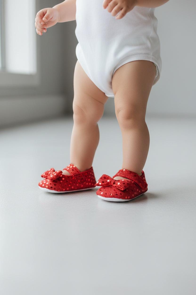 Baby Girl Ruby Slippers Soft Infant Shoes  Red Bow Toddler Ballet Flats Dress Shoes Holiday Christmas Baby Gift Boutique Shoes