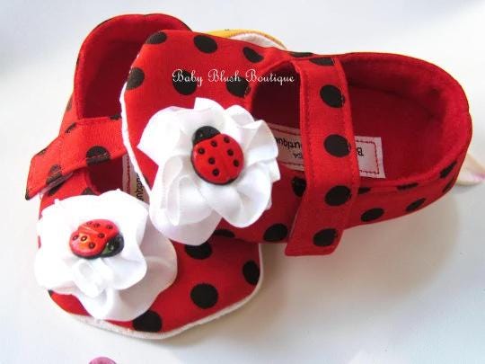 Ladybug Baby Shoes Red Black Polka Dot Infant Slippers Cute Bug Themed Newborn Girl Shoes Baby Shower Gift Toddler Soft Sole Shoes