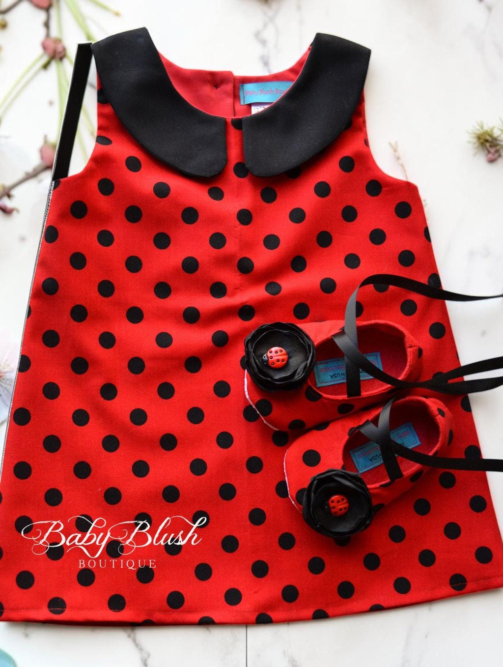 Ladybug Baby Dress Red Black Polka Dot Toddler Outfit First Birthday Outfit Girl Baby Costume Ladybug Theme Baby Shower Gift