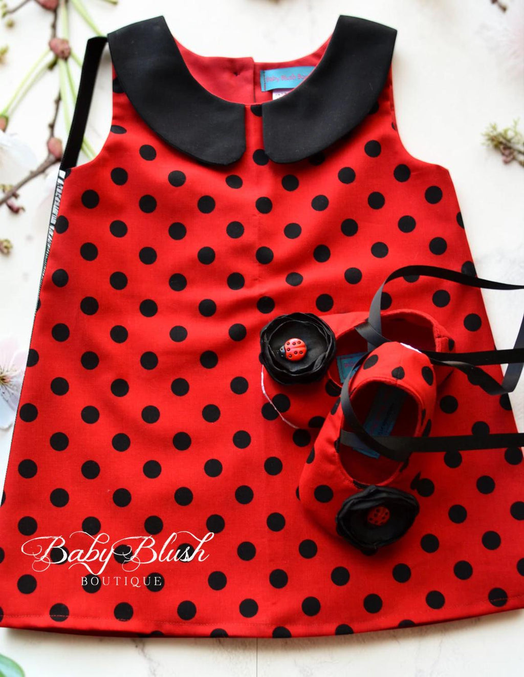 Ladybug Baby Dress Red Black Polka Dot Toddler Outfit First Birthday Outfit Girl Baby Costume Ladybug Theme Baby Shower Gift