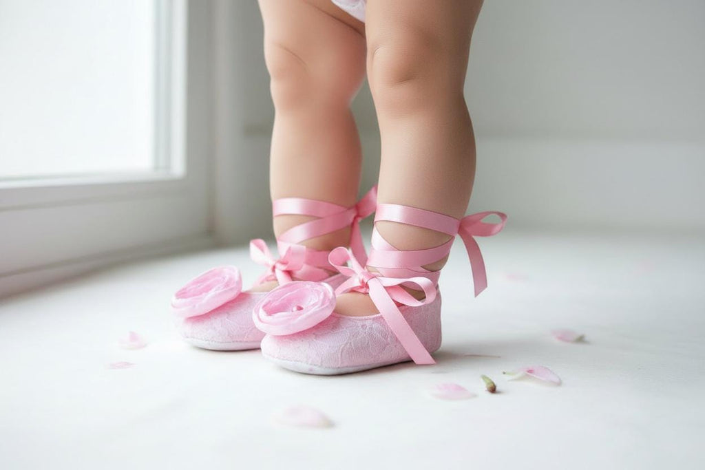 Pink Lace Baby Shoes Vintage Infant Ballerina Slippers Baby Girl Dress Shoes Newborn Photo Outfit Baby Shower Gift Elegant Baby Shoes