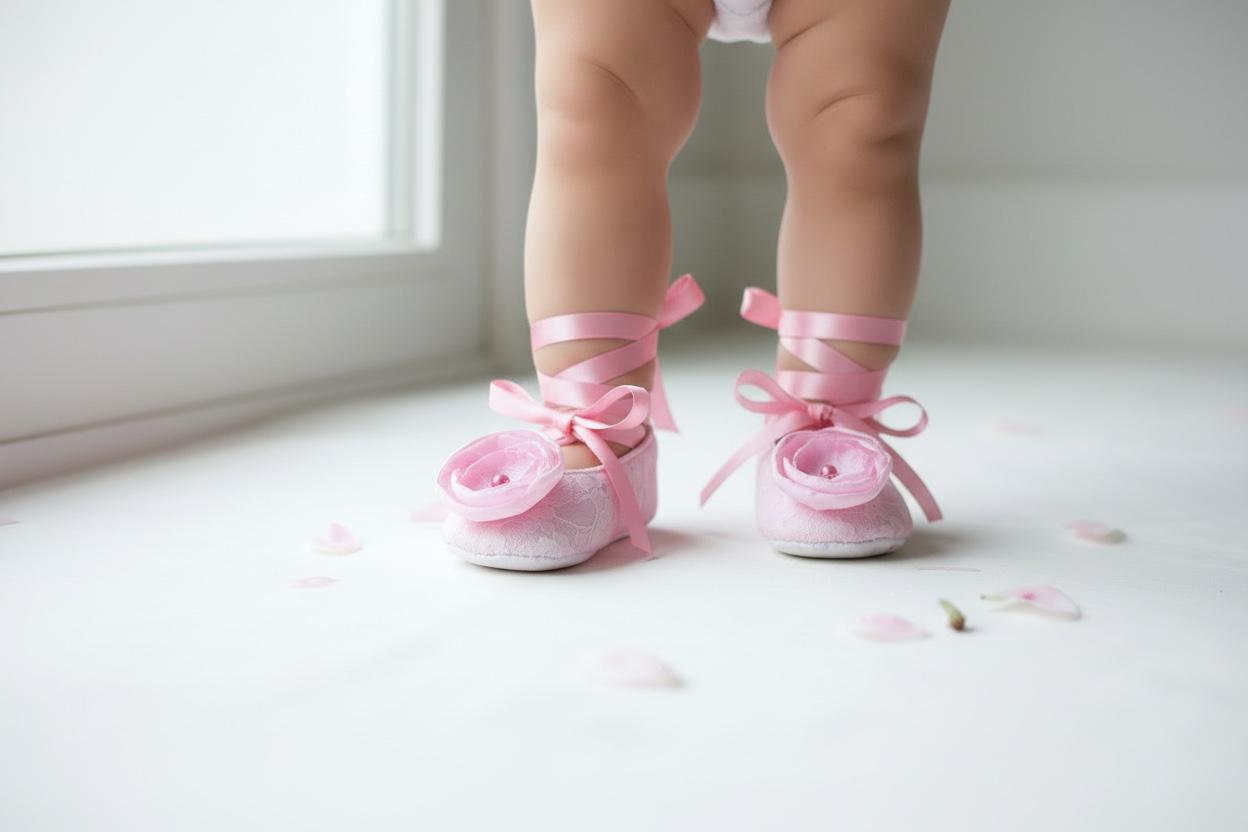 Pink Lace Baby Shoes Vintage Infant Ballerina Slippers Baby Girl Dress Shoes Newborn Photo Outfit Baby Shower Gift Elegant Baby Shoes