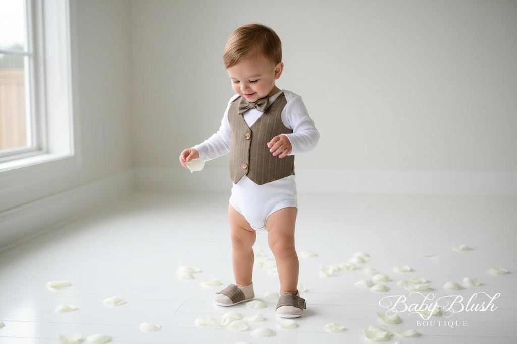 Baby Boy Outfit Vest Bow Tie Infant Suit Photo Outfit Newborn Formal Outfit Birthday Outfit Baby Shower Gift Baby Clothes