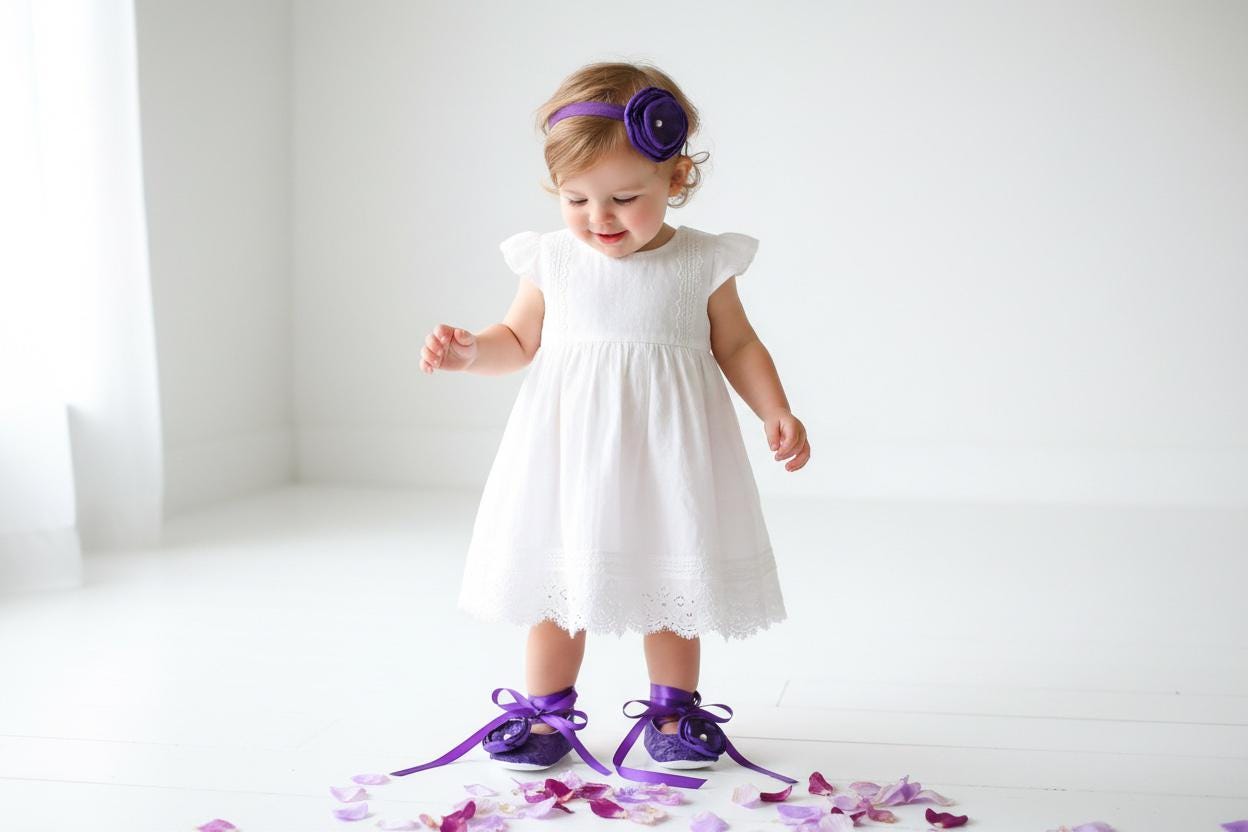 Purple Lace Baby Shoes Infant Ballerina Slippers Vintage Baby Girl Shoes Newborn Photo Outfit Baby Shower Gift Soft Lace Boutique Shoes