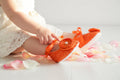 Orange Lace Baby Shoes: Infant Ballerina Slippers for Fall Outfits, Photo Shoots
