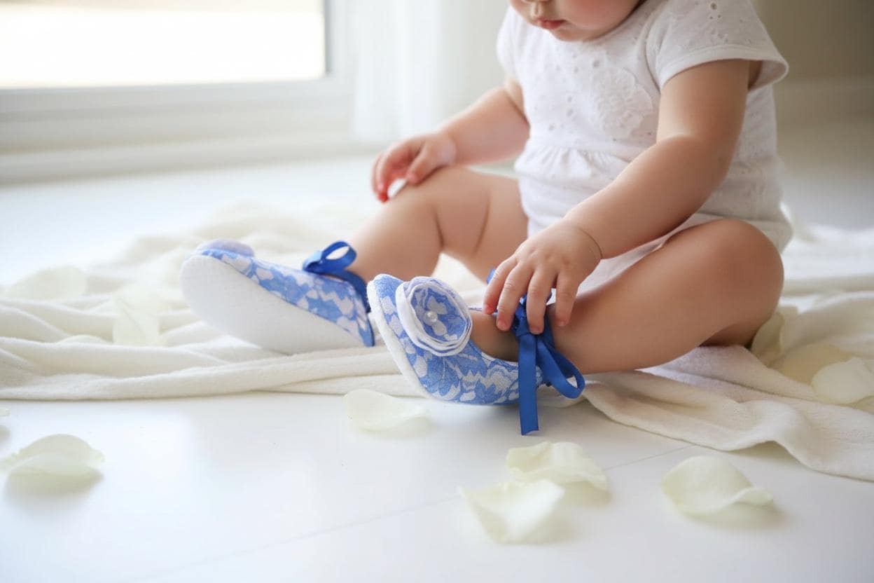 Royal Blue Lace Baby Shoes: Vintage Infant Ballerina Slippers for Photo Shoots