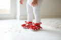Red with White Dots Baby Shoes Baby Ballerina Slipper