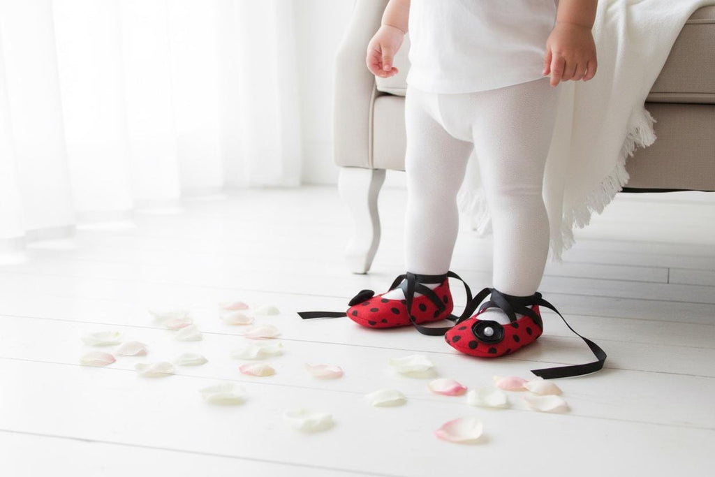 Red Polka Dot Baby Shoes Infant Girl Ballerina Slippers Minnie Inspired Baby Outfit First Birthday Shoes Baby Shower Gift Boutique Shoes