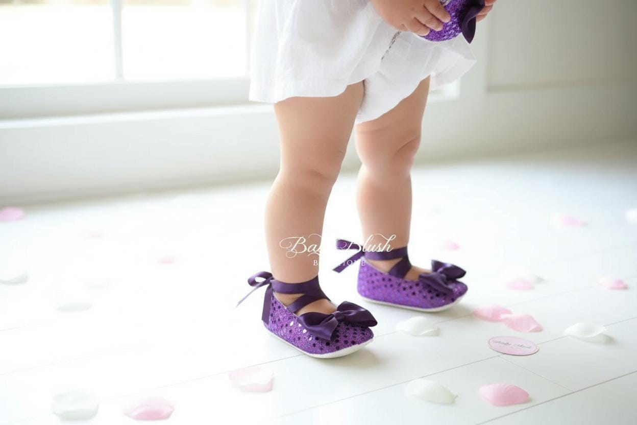 Purple Sequin Baby Shoes: Sparkle Infant Ballerina Slippers for Special Occasions