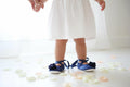 Navy Blue Satin Baby Ballerina Slippers  Elegant Infant Dress Shoes