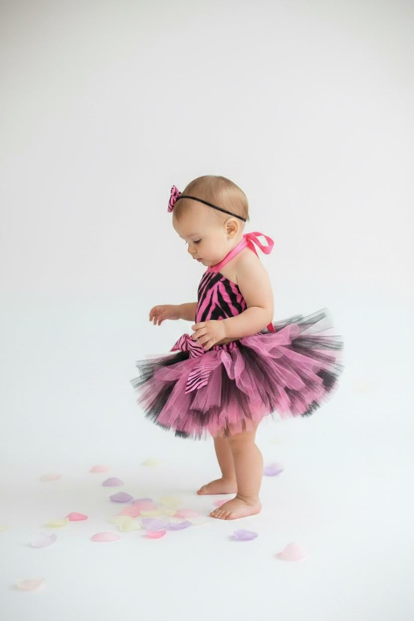 Hot Pink & Black Zebra Tutu Outfit for Baby Girl, Zebra Outfit, Pink Zebra Tutu Set, Baby Shower Gift, Party Outfit