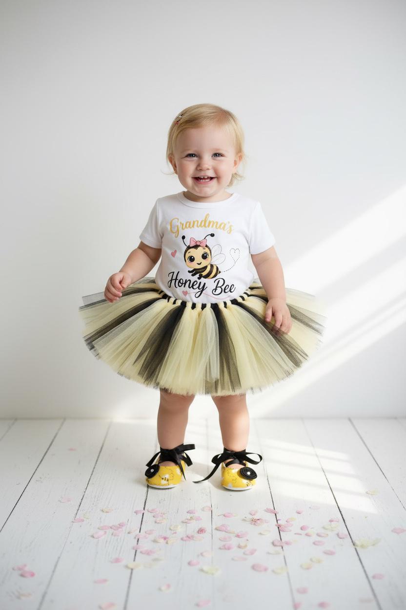 Grandma's Honey Bee Outfit, Bee Birthday Outfit Girl, Bumble Bee Tutu Set, Baby Girl Birthday Outfit, Cake Smash Outfit, Granddaughter Gift