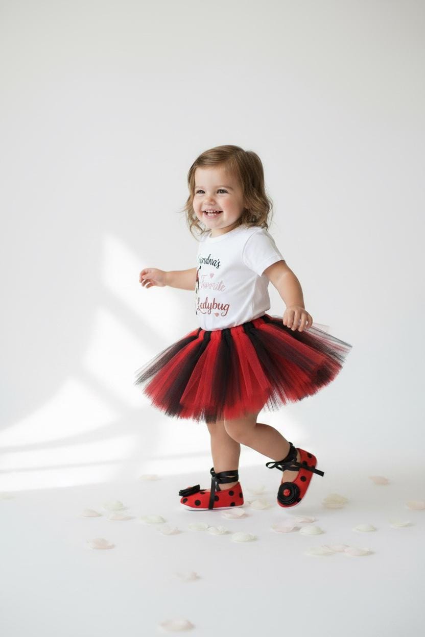Grandma's Favorite Ladybug Outfit, Ladybug Birthday Outfit Girl, Red Black Tutu Set, Baby Girl Cake Smash Outfit, Granddaughter Gift